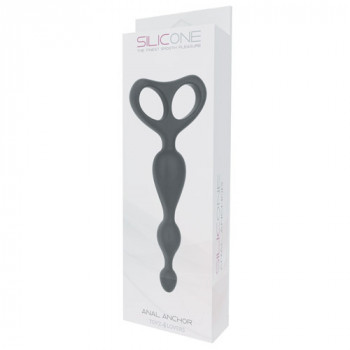Чёрная анальная цепочка Anal Anchor Silicone - 16,5 см.